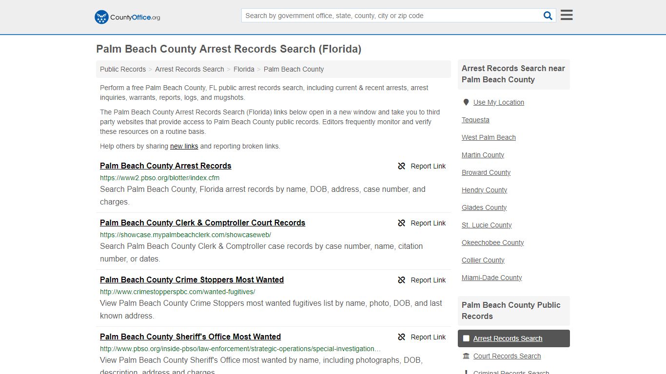 Palm Beach County Arrest Records Search (Florida) - County Office